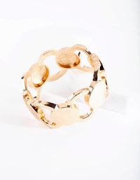 Gold Hammered Link Bangle - link has visual effect only