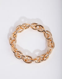 Gold Oval Link Chain Bracelet - link has visual effect only