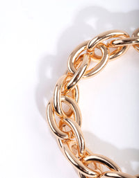 Gold Oval Link Chain Bracelet - link has visual effect only