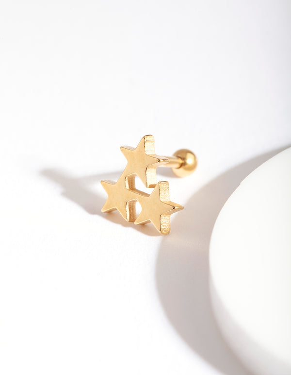 Gold Star Cluster Barbell Earrings