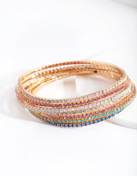 Rainbow Diamante Bracelet 6-Pack - link has visual effect only