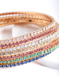 Rainbow Diamante Bracelet 6-Pack - link has visual effect only