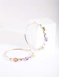 Rose Gold Jewelled Hoop Earrings - link has visual effect only