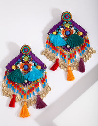 Rainbow Bead Statement Earrings - link has visual effect only