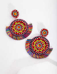 Fabric Bright Disc Tassel Earrings - link has visual effect only