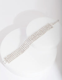 Silver 5 Row Diamante Bracelet - link has visual effect only