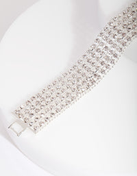 Silver 5 Row Diamante Bracelet - link has visual effect only