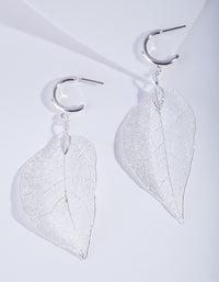 Silver Leaf Hoop Earrings - link has visual effect only