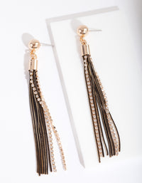 Black & Gold Cutchain Diamante Earrings - link has visual effect only