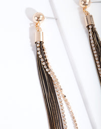 Black & Gold Cutchain Diamante Earrings - link has visual effect only