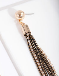 Black & Gold Cutchain Diamante Earrings - link has visual effect only