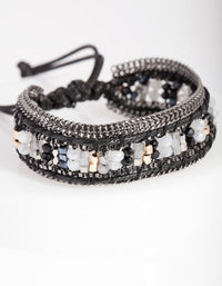 Gunmetal Beaded Pleather Toggle Bracelet - link has visual effect only