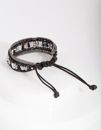 Gunmetal Beaded Pleather Toggle Bracelet - link has visual effect only