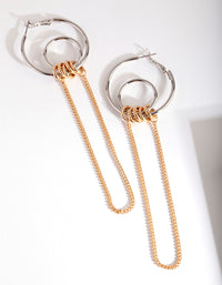 Mixed Metal Double Loop Chain Earrings - link has visual effect only