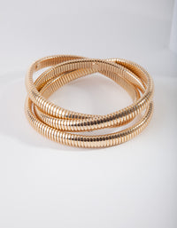 Gold Multi Accordion Bracelet Set - link has visual effect only