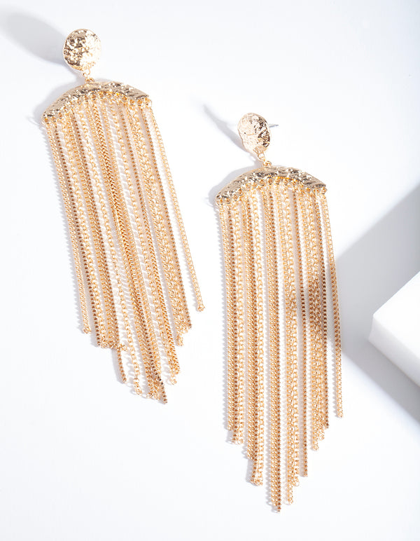 Gold Chain Fringe Drop Earrings