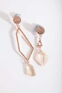 Rose Gold Asymmetric Diamante Drop Earrings - link has visual effect only