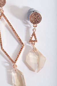 Rose Gold Asymmetric Diamante Drop Earrings - link has visual effect only