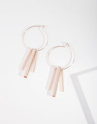 Rose Gold Square Cylinder Hoop Earrings - link has visual effect only