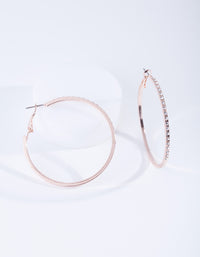 Rose Gold Small Diamond Hoop Earrings - link has visual effect only