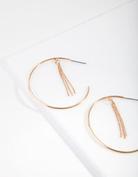 Gold Chain Tassel Hoop Earrings - link has visual effect only