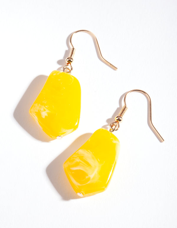 Gold Acrylic Geo Drop Earrings