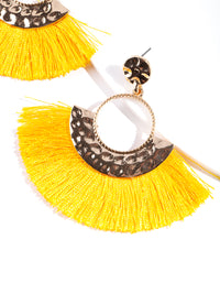 Shiny Gold Circle Fringe Drop Earrings - link has visual effect only