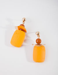 Gold Wood Block Drop Earrings - link has visual effect only