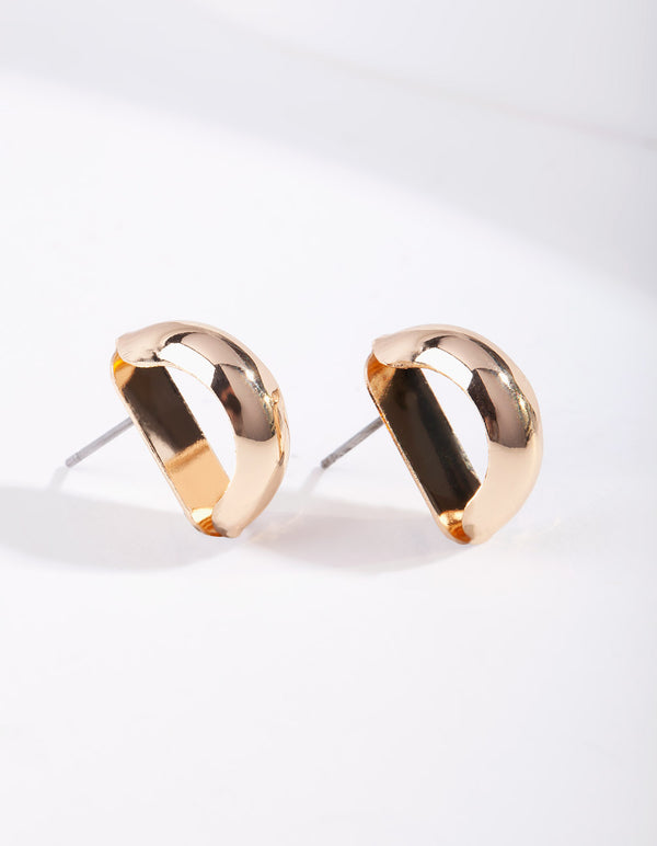 Gold Flat Arch Stud Earrings