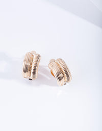 Gold Texture Curve Stud Earrings - link has visual effect only