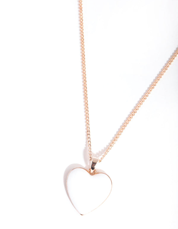 Rose Gold Enamel Heart Necklace