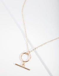 Gold Open Circle Bar Charm Necklace - link has visual effect only