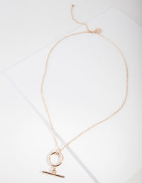 Gold Open Circle Bar Charm Necklace - link has visual effect only