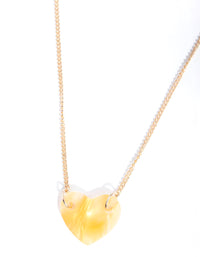 Gold Acrylic Heart Necklace - link has visual effect only