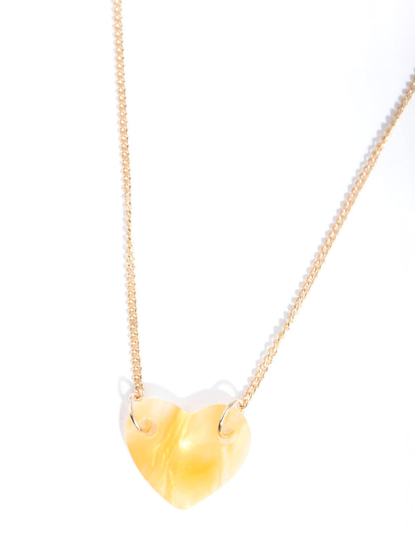 Gold Acrylic Heart Necklace