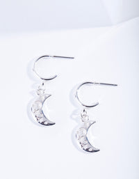 Silver Cut-Out Moon Hoop Earrings - link has visual effect only