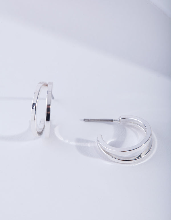 Silver Double Hoop Earrings