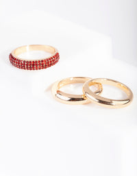 Gold Diamante Curve Band Ring Pack - link has visual effect only