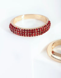 Gold Diamante Curve Band Ring Pack - link has visual effect only