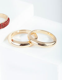 Gold Diamante Curve Band Ring Pack - link has visual effect only