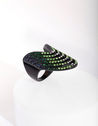 Black Diamante Drop Wave Ring - link has visual effect only