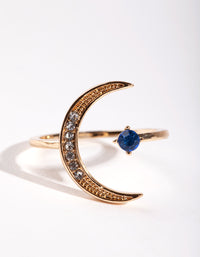 Gold Diamante Open Moon Ring - link has visual effect only