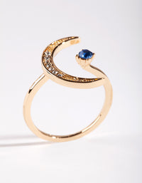 Gold Diamante Open Moon Ring - link has visual effect only