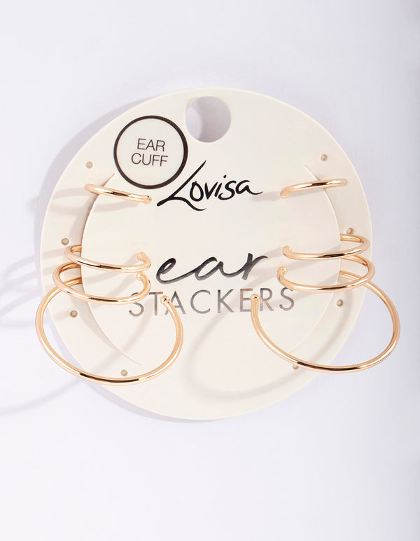 Gold Multi Hoop Cuff Earring Pack