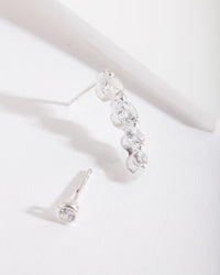 Mixed Metal Cubic Zirconia Graduating Crawler Earrings - link has visual effect only