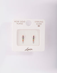 Rose Gold Plated Sterling Silver Rainbow Diamante Huggie Earrings - link has visual effect only