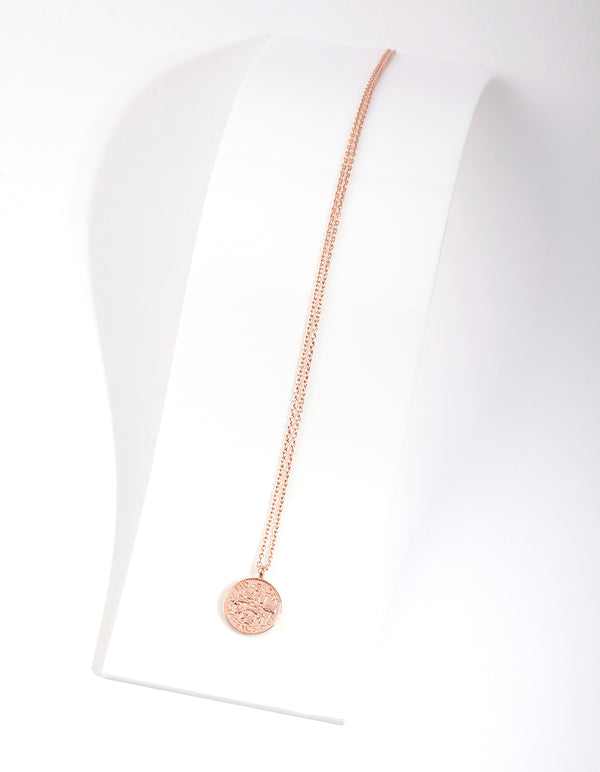 Rose Gold Plated Sterling Silver Coin Pendant Necklace