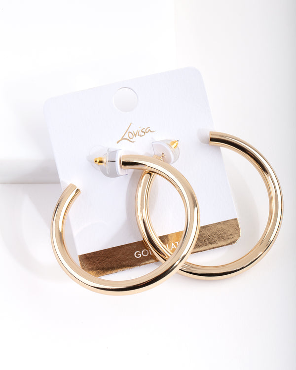 Gold Plated Large Open Hoop Earrings