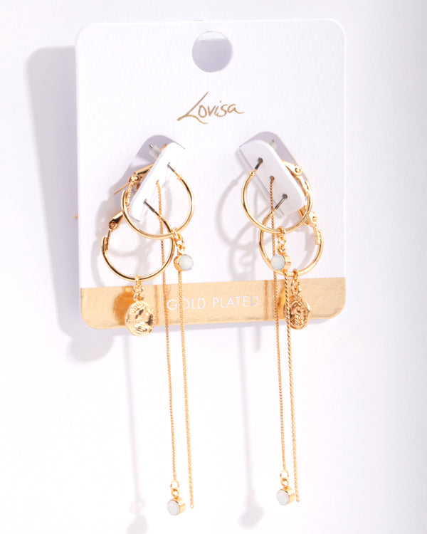 Gold Plated Charm Hoop Earring Pack