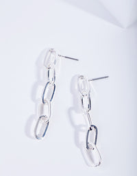 Silver Plated Fine Link Drop Earrings - link has visual effect only